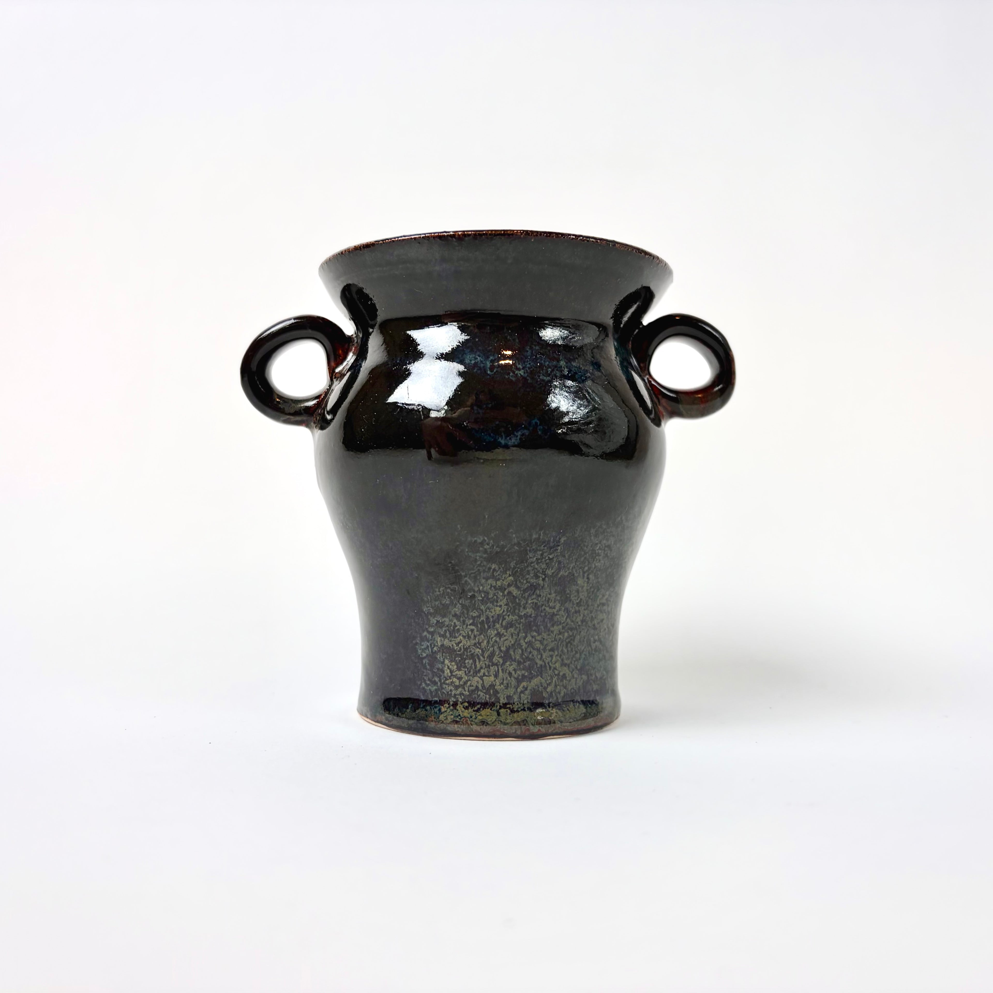 Small black vase with handles